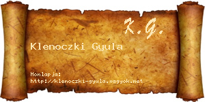 Klenoczki Gyula névjegykártya